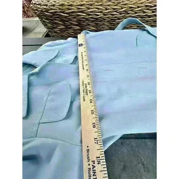 Vintage Lanson Women’s Size S/M Trench Coat Light Blue Vintage - Picture 12 of 13